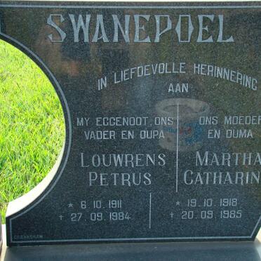 SWANEPOEL Louwrens Petrus 1911-1984 &amp; Martha Catharina 1918-1985