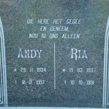 ?? Andy 1934-1997 &amp; Ria 1937-1991