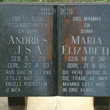 ? Andries J.S.A. 1923-1983 &amp; Maria Elizabeth 1936-2005