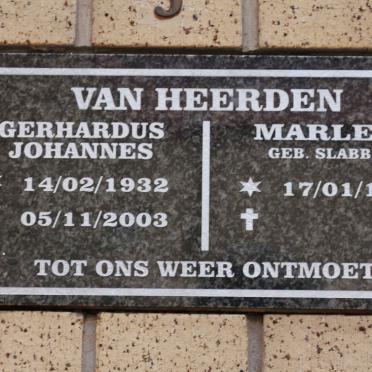 HEERDEN Gerhardus Johannes, van 1932-2003 &amp; Marlene SLABBERT 1933-