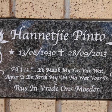 PINTO Hannetjie 1930-2013