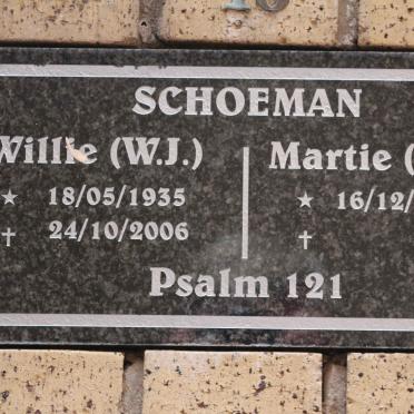 SCHOEMAN W.J. 1935-2006 &amp; M.J. 1936-