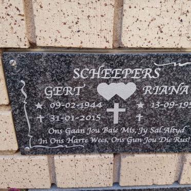 SCHEEPERS Gert 1944-2015 &amp; Riana 1957-