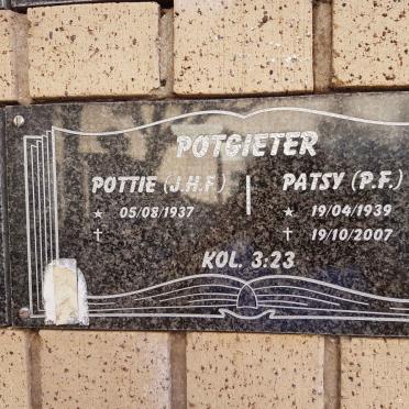 POTGIETER J.H.F. 1937- &amp; P.F. 1939-2007