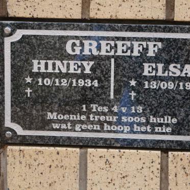 GREEFF Hiney 1934- &amp; Elsa 1943-