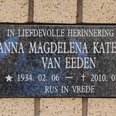 EEDEN Anna Magdelena Katerina, van 1934-2010