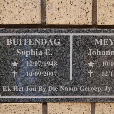 MEYER Johannes G. 1970-2008 :: Sophia E. BUITENDAG 1948-2007