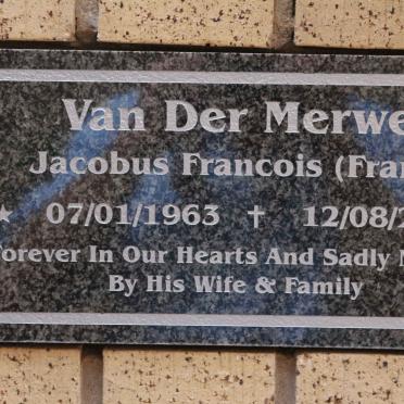 MERWE Jacobus Francois, van der 1963-2006