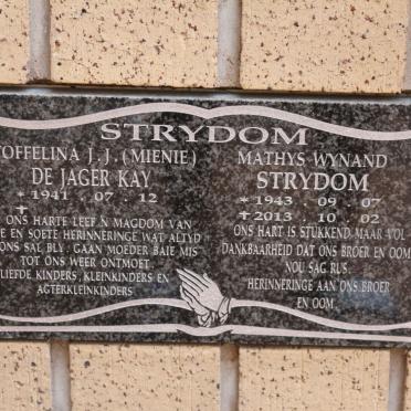 STRYDOM Mathys Wynand 1943-2013 &amp; Stoffelina J.J. DE JAGER KAY 1941-