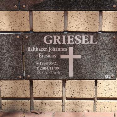 GRIESEL Balhazer Johannes Erasmus 1939-2004