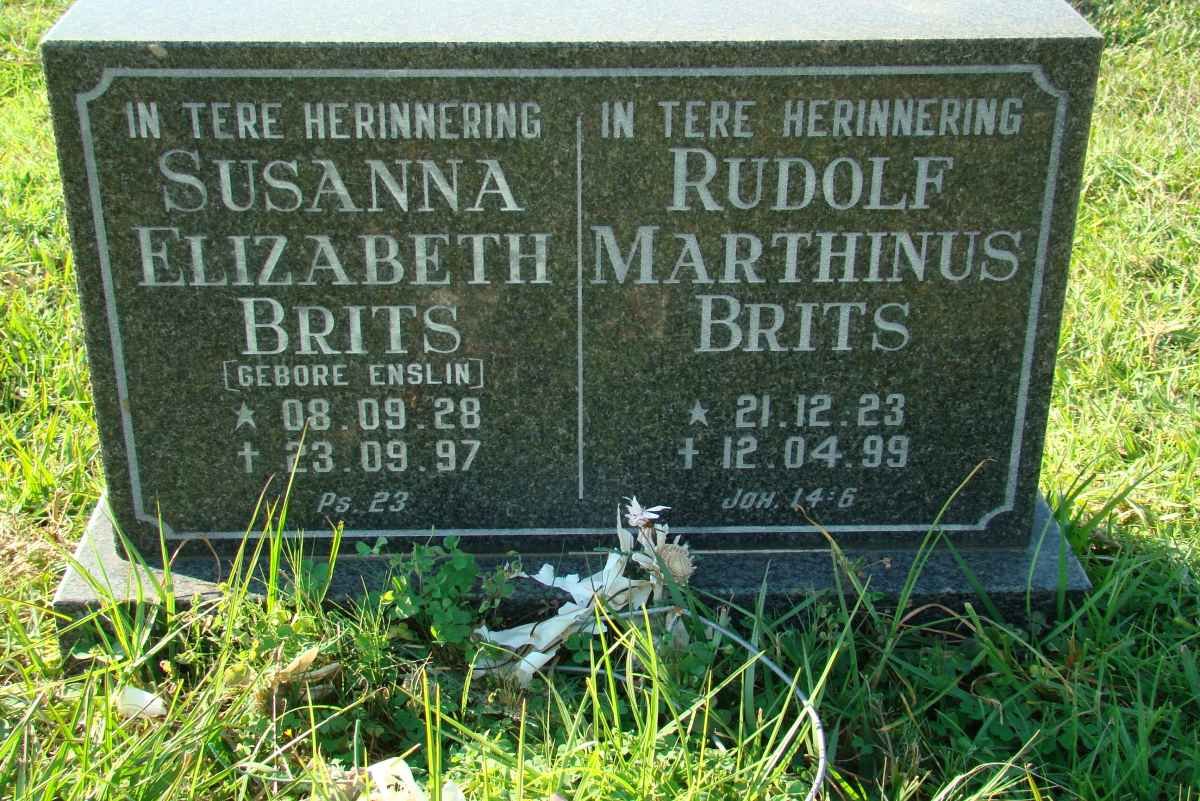 BRITS Rudolf Marthinus 1923-1999 &amp; Susanna Elizabeth ENSLIN 1928-1997