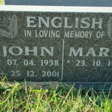 ENGLISH John 1938-2001 &amp; Marie 1939-