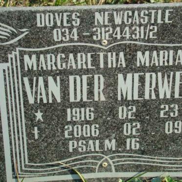 MERWE Margaretha Maria, van der 1916-2006