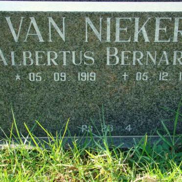NIEKERK Albertus Bernardus, van 1919-1995