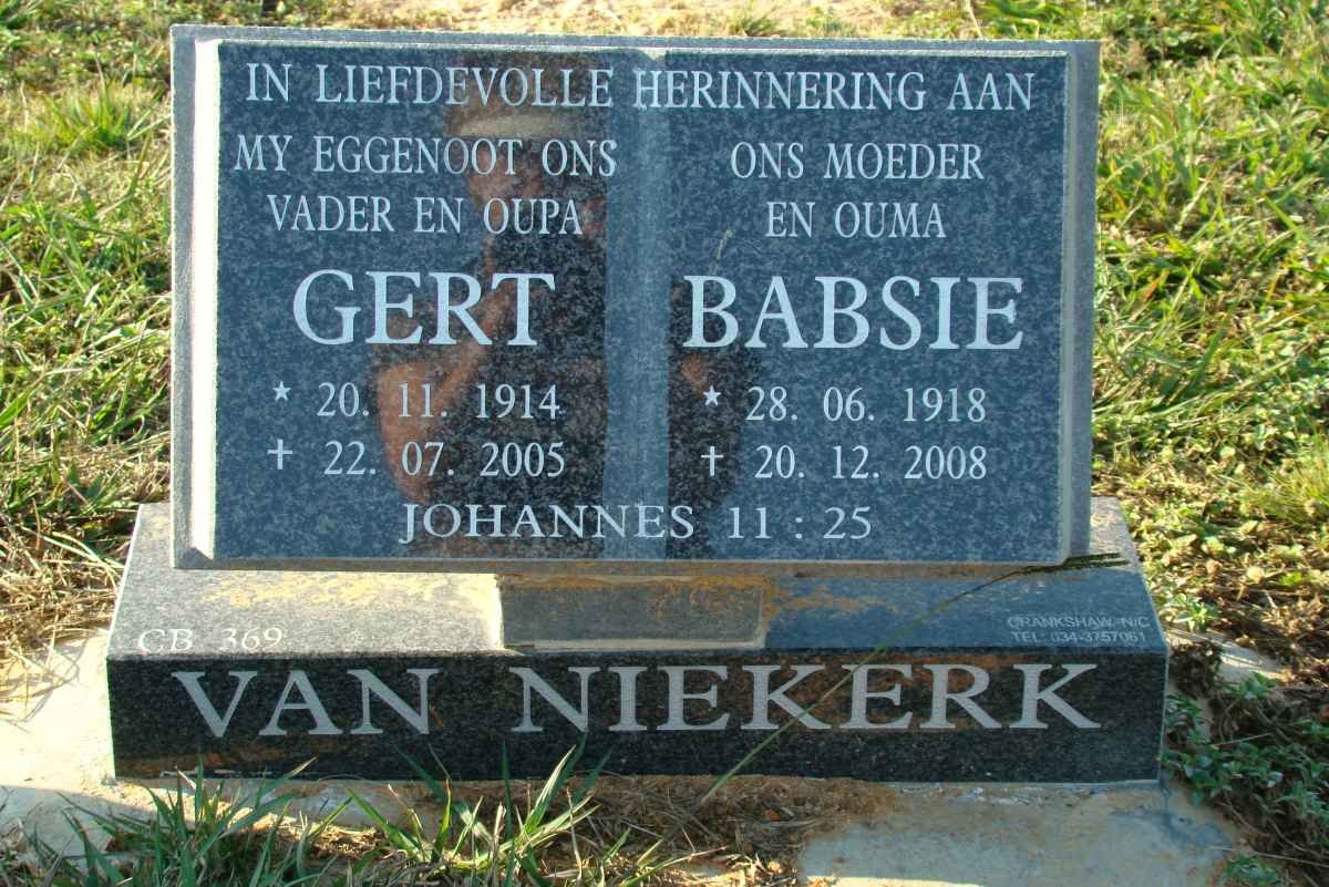 NIEKERK Gert, van 1914-2005 &amp; Babsie 1918-2008