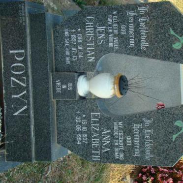 POZYN Jens Christian 1918-1997 &amp; Anna Elizabeth 1937-1994