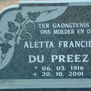 PREEZ Aletta Franciena, du 1916-2001