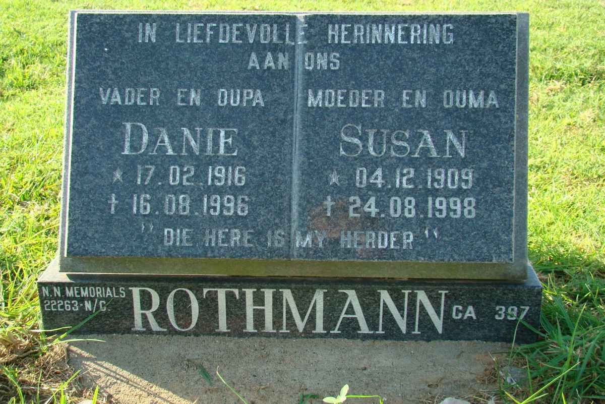 ROTHMANN Danie 1916-1996 &amp; Susan 1909-1998