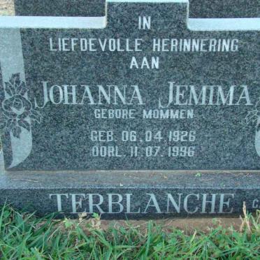 TERBLANCHE Johanna Jemima nee MOMMEN 1926-1996