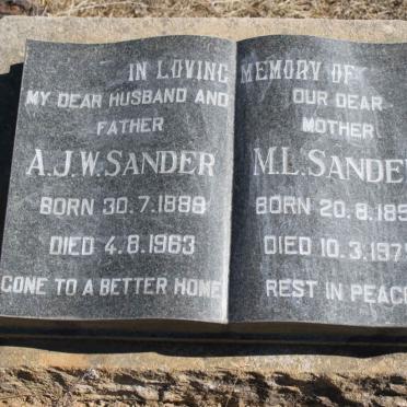 SANDER A.J.W. 1889-1963 &amp; M.L. 1896-1975