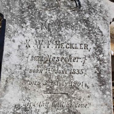 HECKLER K.W.F. nee NESECKER 1835-1901