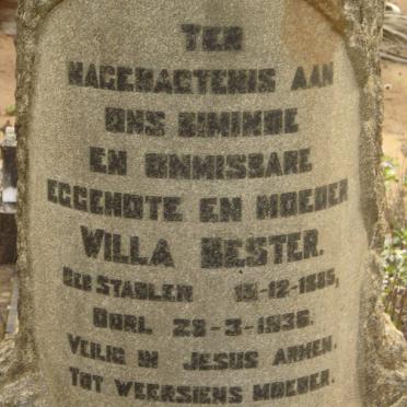 BESTER Willa nee STADLER 1885-1936