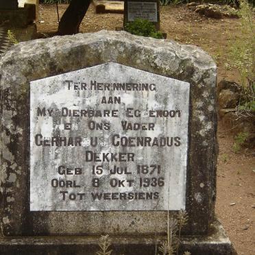 DEKKER Gerhardus Coenradus 1871-1936