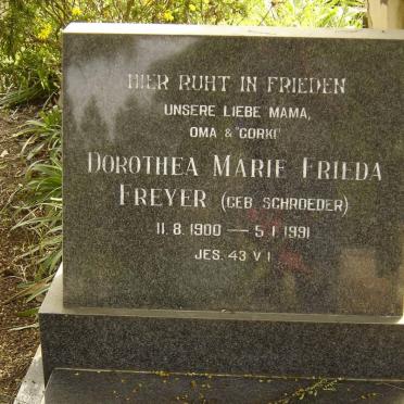 FREYER Dorothea Marie Frieda nee SCHROEDER 1900-1991