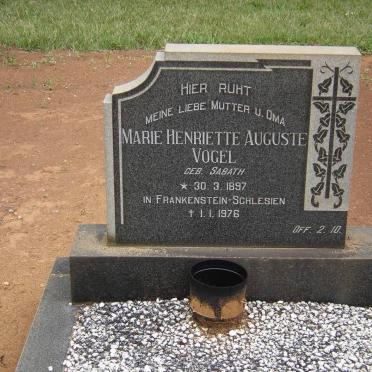 VOGEL Marie Henriette Auguste nee SABATH 1897-1976