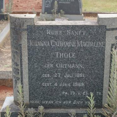 THÖLE Johanna Catharine Magdalene nee ORTMANN 1891-1969