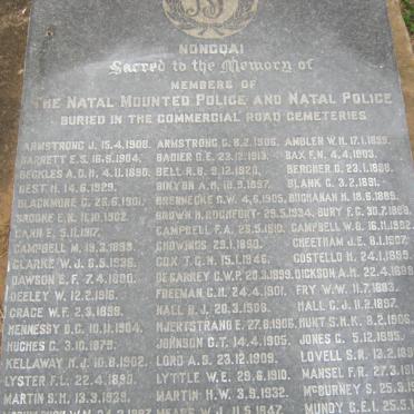 MEMORIAL TO MEMBERS OF THE NATAL MOUNTED POLICE AND NATAL POLICE