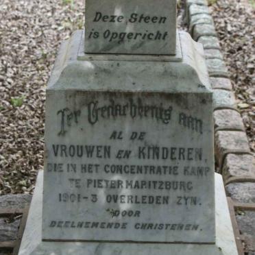 01. Pietermaritzburg Konsentrasiekamp Gedenksteen 1901-1903