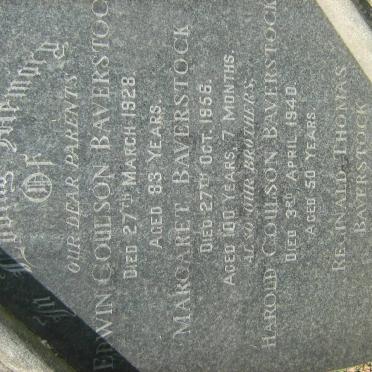 BAVERSTOCK Edwin Coulson -1928 &amp; Margaret -1956 :: BAVERSTOCK Harold Coulson -1940 :: BAVERSTOCK Reginald Thomas -1895