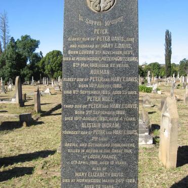 DAVIS Peter 1837-1919 &amp; Mary Elizabeth -1929 :: DAVIS Norman 1885-1885 :: DAVIS Peter Noel 1888-1892