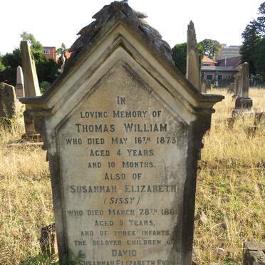 EVANS Thomas William -1873 :: EVANS Susannah Elizabeth -1884 :: EVANS three infants 