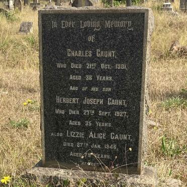 GAUNT Charles -1901 :: GAUNT Herbert Joseph -1927 :: GAUNT Lizzie Alice -1946