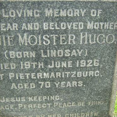 HUGO Annie Moister nee LINDSAY -1926