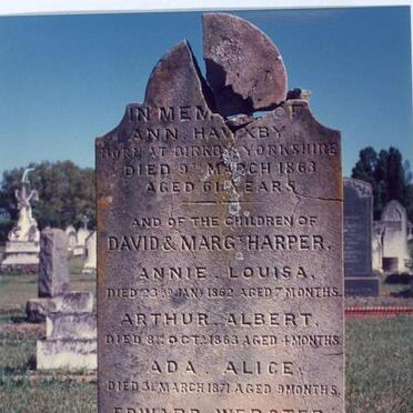 HAWXBY Ann -1863 :: HARPER Annie Louisa -1862 :: HARPER Arthur Albert -1863 :: HARPER Ada Alice -1871 :: Harper Edward Webster -1873