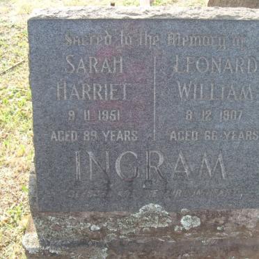 INGRAM Leonard William -1907 &amp; Sarah Harriet -1951