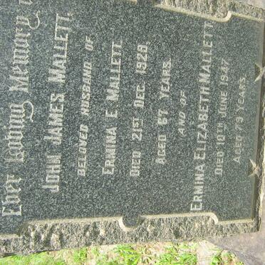 MALLETT John James -1928 &amp; Ermina Elizabeth -1947