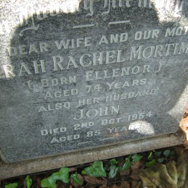 MORTIMER John -1954 &amp; Sarah Rachel ELLENOR 