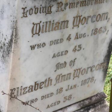 MORCOM William -1863 &amp; Elizabeth Ann -1878