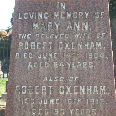 OXENHAM Robert -1912 &amp; Mary Ann -1904
