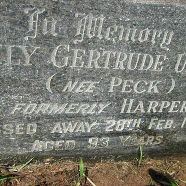 UPFOLD Emily Gertrude formerly HARPER nee PECK -1961