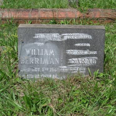 BERRIMAN William -1948 &amp; Sarah -195?