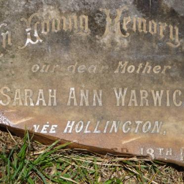 WARWICK Sarah Ann nee HOLLINGTON -1911