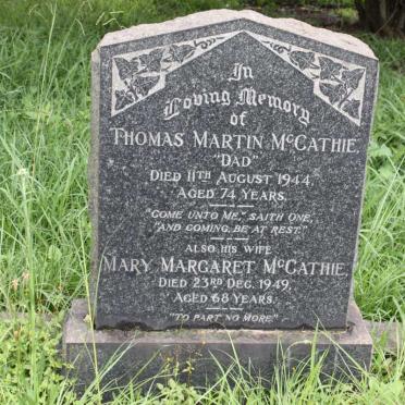 McCATHIE Thomas Martin -1944 &amp; Mary Margaret -1949