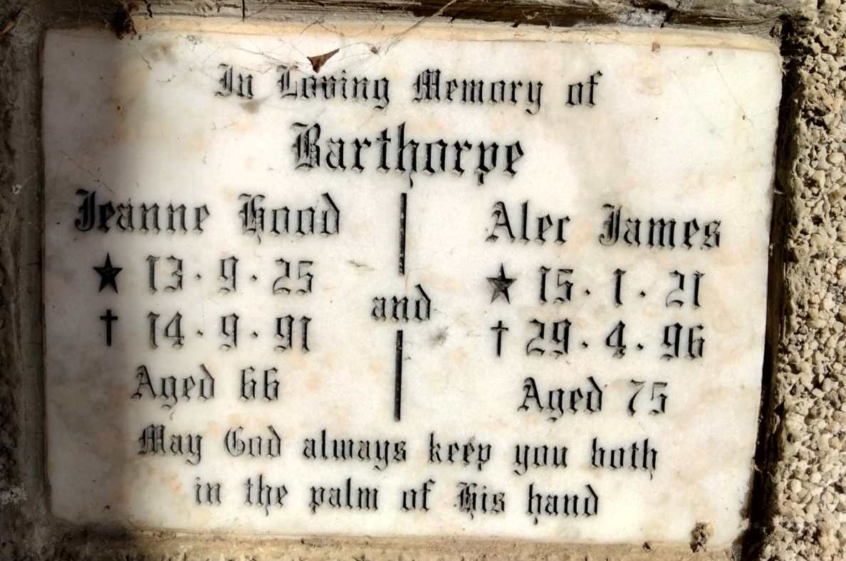 BARTHORPE Alec James 1921-1996 & Jeanne Hood 1925-1991