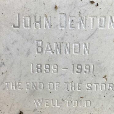 BANNON John Denton 1889-1991