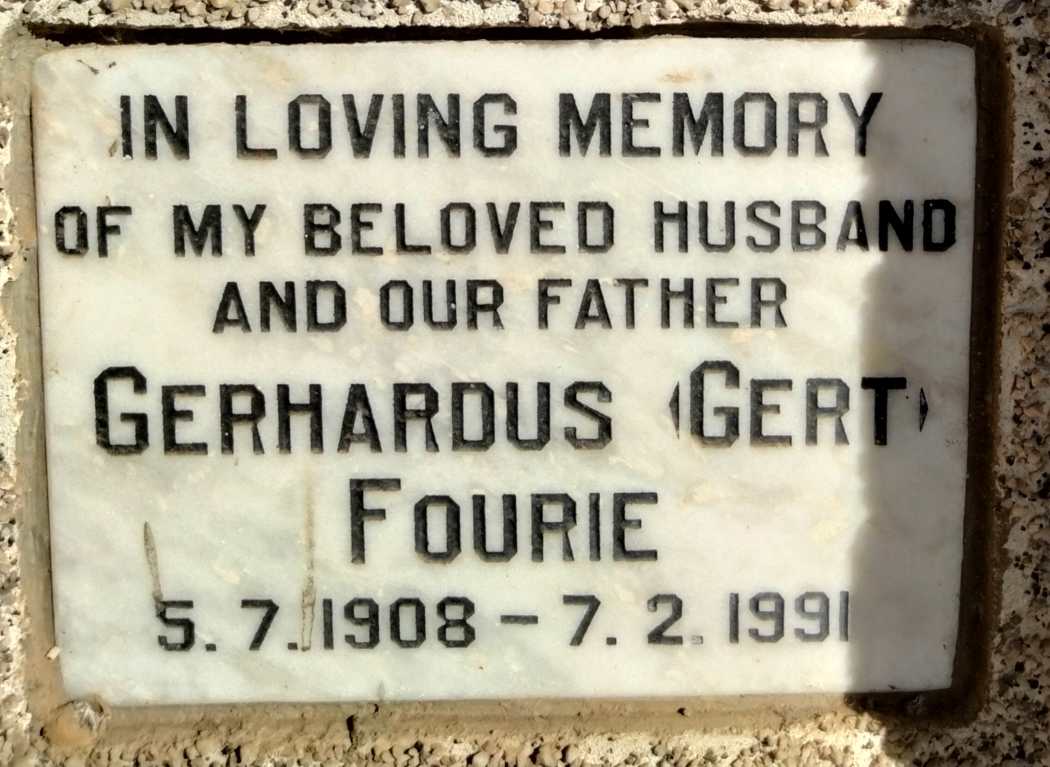 FOURIE Gerhardus 1908-1991